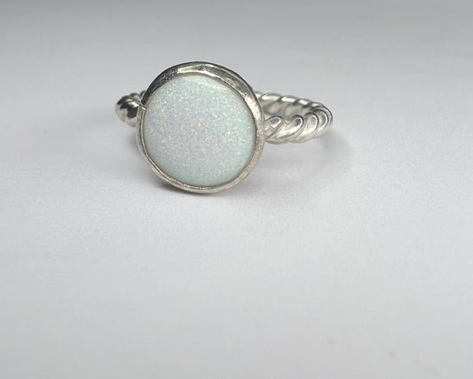 White Opal Cabachon Ring