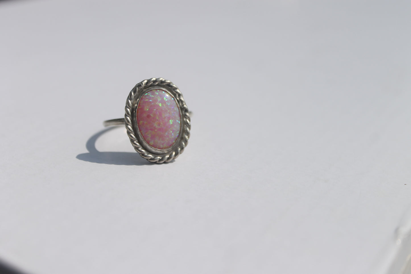 Pink Twist Opal Ring