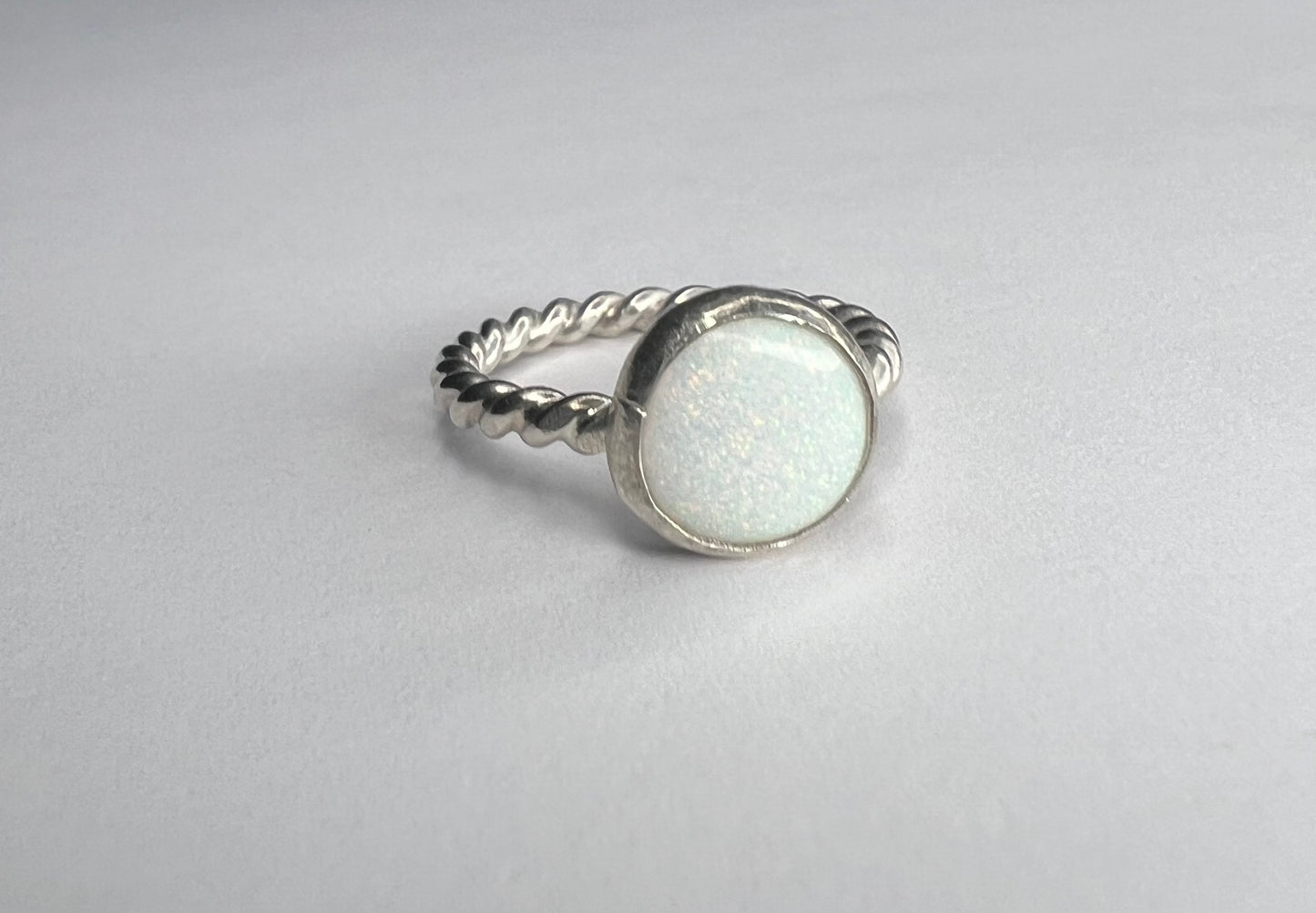 White Opal Cabachon Ring