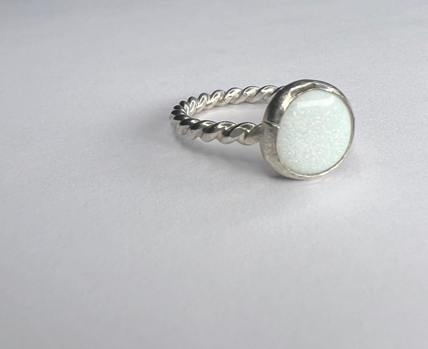 White Opal Cabachon Ring