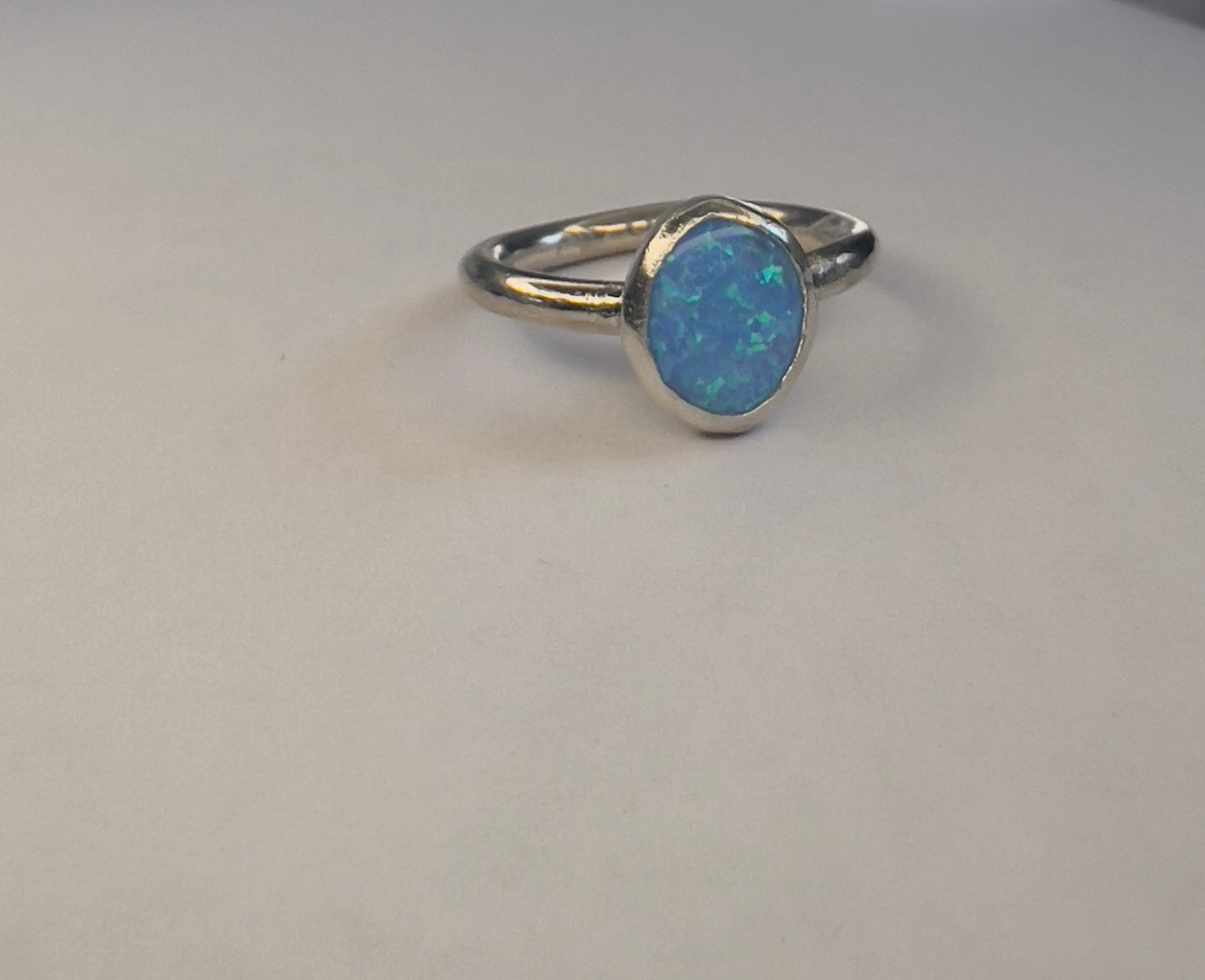 Light Blue Oval Opal Ring