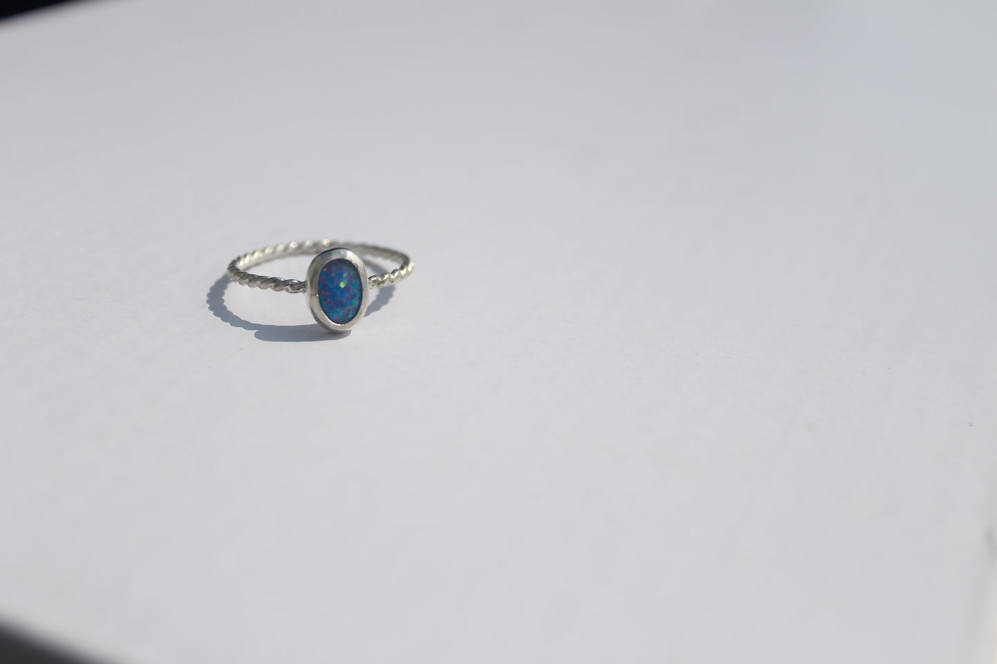 Dark Blue Twist Opal Ring