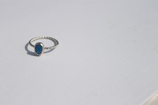 Dark Blue Twist Opal Ring