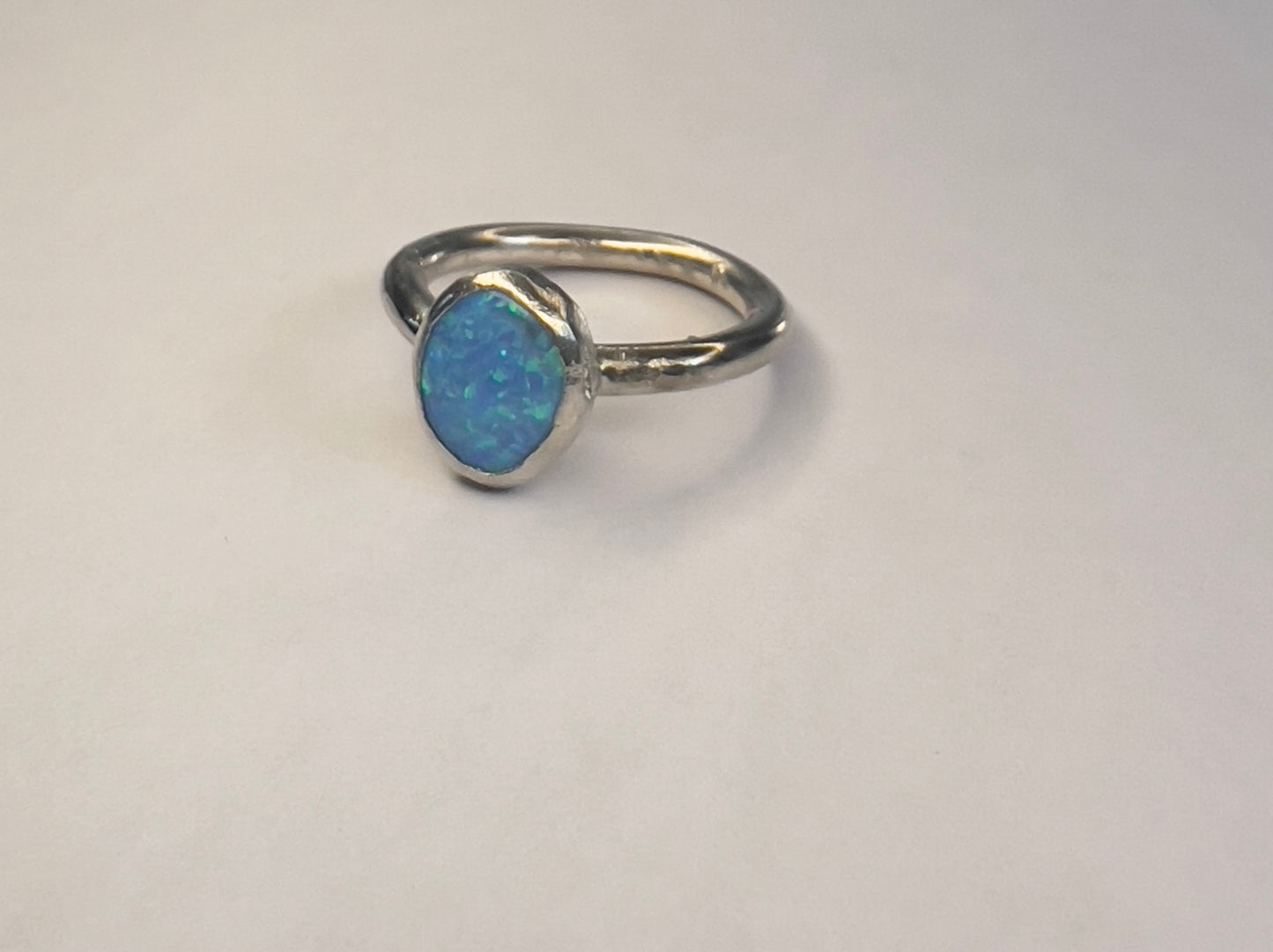 Light Blue Oval Opal Ring