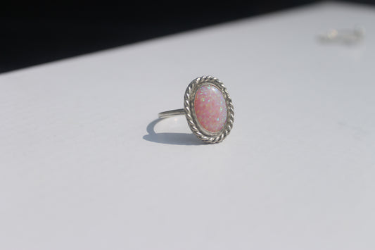 Pink Twist Opal Ring