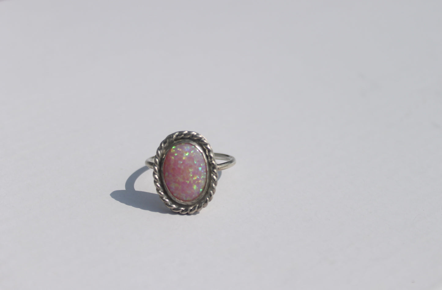 Pink Twist Opal Ring