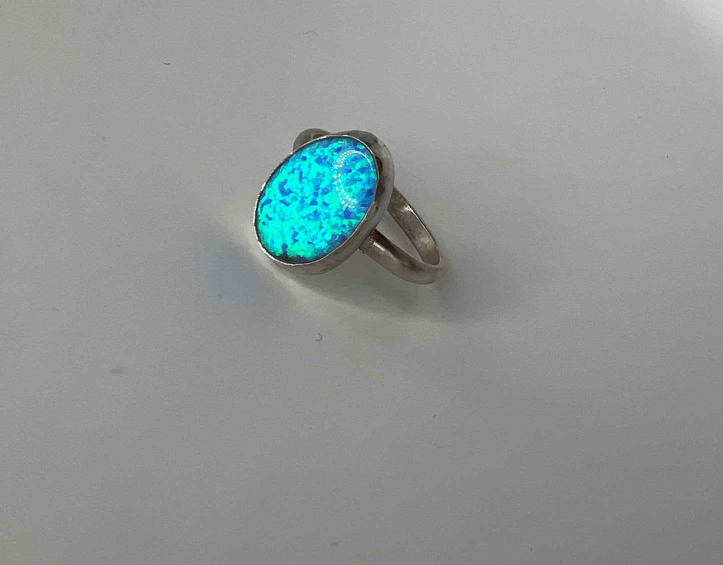 Vibrant Light blue Opal Ring