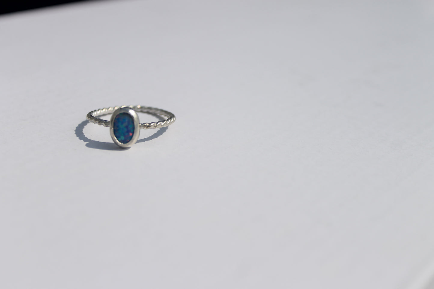 Dark Blue Twist Opal Ring